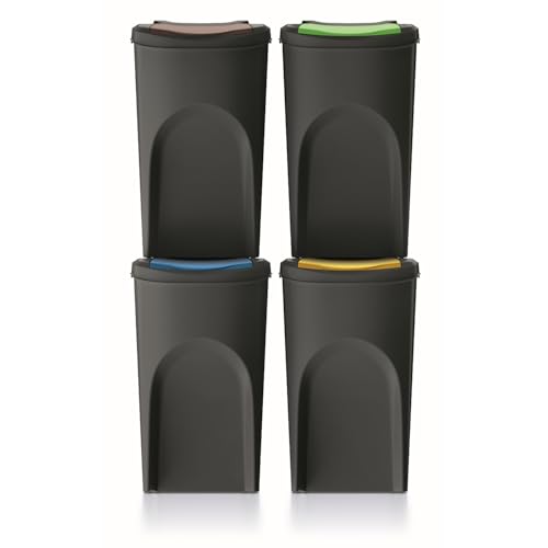 Keden Sortibox Juego de Cubos de Reciclaje Apilables (4, 35L)