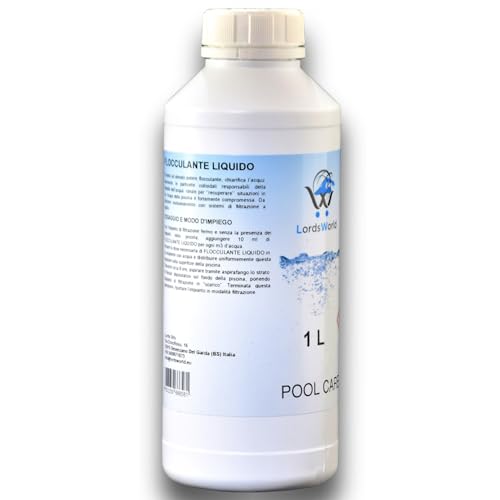 LordsWorld Pool Care - Flocculante Liquido per Piscina Fuori Terra, Interrata, Spa e Jacuzzi - Anti-Torbidità, Rimuove Particelle Colloidali e Ioni Metallici, Compatibile con Acqua e Sale (1Lt)
