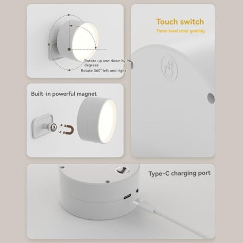 Applique LED Magnétique Rechargeable 360 Tactile avec Télécommande