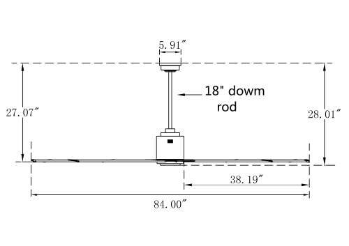 Bigizmos 84 Inch Industrial Dc Motor Ceiling Fan, Damp Rated Indoor Or Covered Outdoor Ceiling Fans For Home Or Commercial thumb #2