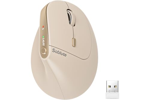 Image of SABLUTE Ergonomic Mouse, Rechargeable Wireless Vertical Mouse with 4 Adjustable DPI Options, Dual-Device Connectvity for Computer /PC /Laptop,Bluetooth Mouse for Window,Mac OS,Beige