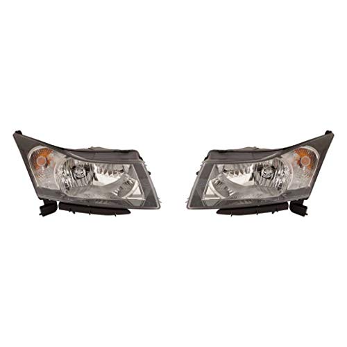 For Chevy Cruze Headlight Assembly 2012 13 14 2015 Pair Driver and Passenger Side Black Housing w/Bulbs CAPA Certified For GM2502361