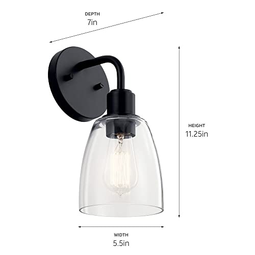 Image of Kichler Meller 11 Inch 1 Light Wall Sconce with Clear Glass in Black