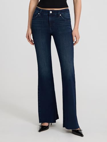 EXPRESS Women’s FlexX Jeans – Mid Rise ’70s Stretch Flare, Waistband Expands 2", Comfortable Sculpt Denim – Dark Denim2