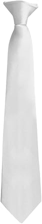 Moda Di Raza Clipon Boy Ties |Solid Colors Pre-Tied Kids Tie | Boys Clip On Tie Formal Wedding Graduation Uniform - White 11 inch