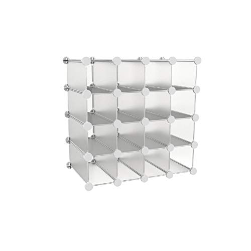 Lavish Home Piece 16 Cube Interlocking, Customizable, Stackable Modular Cubby Shelving For Organization And Storage (White), (L) 30” X (W) 18.1” X (H) 29.5 #TOP16