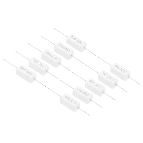 PATIKIL 0.22 Ohm Resistors, 10Pcs 5W Ceramic Cement Resistor Power Cement Resistor Kit Tolerance 5% for Power Adapters Audio Computer TV Circuit Board
