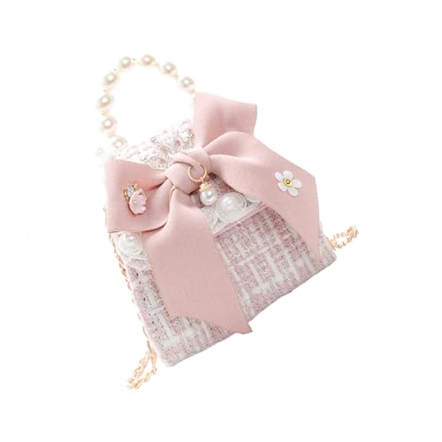 Mini sac bandoulière fille nœud rose en cuir PU pour le shopping