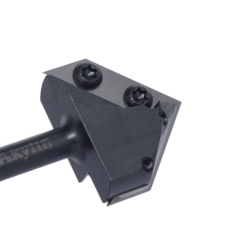 AKYLIN Wendeplatten V Nutfräser 90 Grad，V Nutfräser 8 mm Schaft，4-seitigen Austauschbare Hartmetall Klinge，V Fräser Holz Holzbearbeitungswerkzeug CNC Fräser V-Nutfräser für Holz Gravur