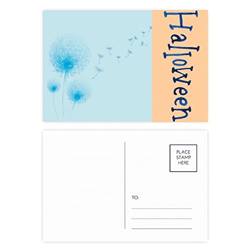 Cartes postales d'Halloween pissenlit bleu : lot de 20 cartes de correspondance automnales