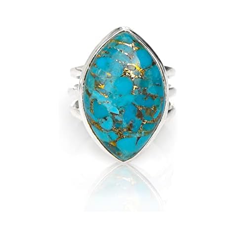 Anillo de plata de ley 925 sólida turquesa azul Cover
