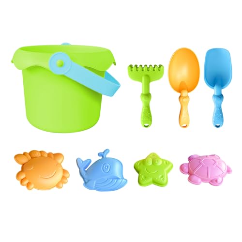 Gacqpli Toys De Plage pour Enfant, 8Pcs Jouets De Sable Château, Moules pour Animaux, Seau, Pelle, Râteau À Sable, Fournitures pour Temps Chaud pour École...