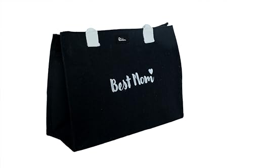 RHELON Best Mom Printed Personalized Large Jute Tote Bag for Women, Handmade Gifting, Zipper Handbag, One Large Inner Zipper pocket & two water bottle sections, Office Travel Laptop Bag, Black & White (B0CWNXCKHT) Amazon Price History, Amazon Price Tracker