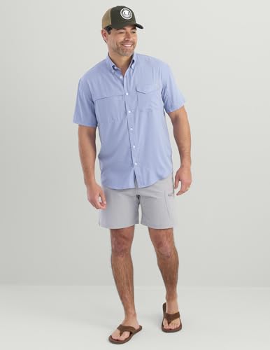 Image of HUK Men's Tide Point Kc Scott Original Artwork Short Sleeve Shirt, Fishing Button Down
