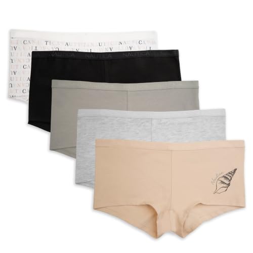 Image of Nautica Women's Cotton Boyshort Underwear Set, 5-Pack