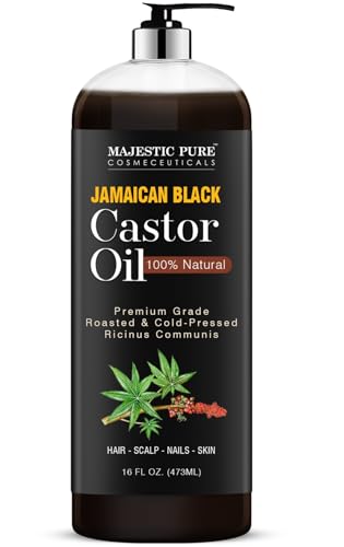 MAJESTIC PURE Jamaican Black Castor Oil 437ml for Hair Growth & Natural Skin Care - Roasted & Cold-Pressed - Massage Scalp Hair and Nails