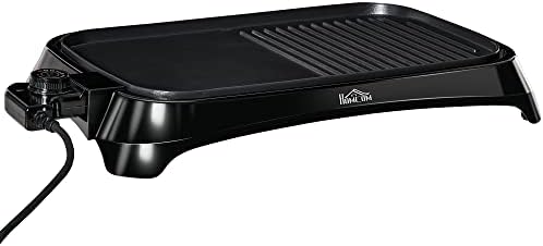 HOMCOM Teppanyaki Grill, 1600W Non Stick Table Top Grill, Barbecue Hot Plate with Adjustable Temperature and Drip Tray