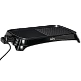 HOMCOM Elektrogrill Tischgrill elektrisch mit Regelbarer Thermostat Antihaftbeschichtete Grillplatte 1600 W BBQ Indoor-Grill Teppanyaki mit Abtropfschale 53,5 x 31 x 8 cm