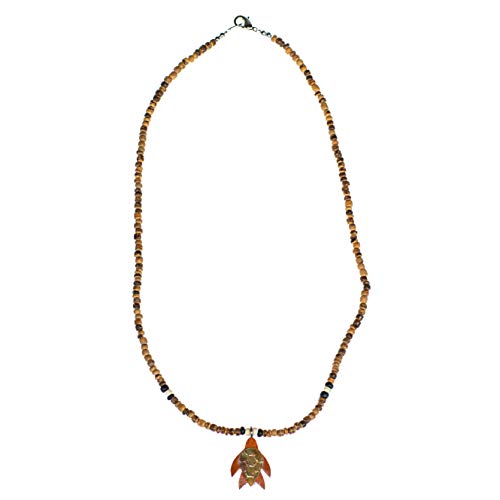 BlueRica Wood & Shell Turtle Pendant on Coconut Beads Necklace