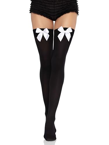 Image of Leg Avenue Women's Satin Bow Accent Thigh Highs