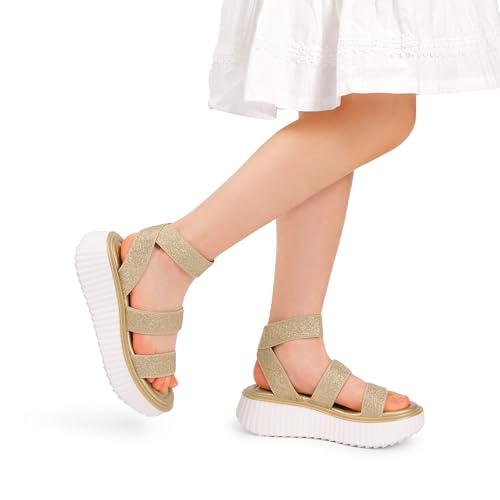 DREAM PAIRS Girls Flatform Wedge Open Toe Platform Summer Sandals with Buckle Ankle Strap for Little Kid/Big Kid2