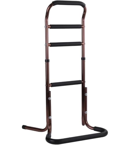 TerraShine 介護用手すり 立ち上がり補助器具 補助手すり 立ち上がり補助 負担軽減 転倒防止 簡単な組み立て 軽量 4段階高さ調節 手すり置き型 高齢者 室内 寝室/トイレ/玄関/浴室用 (ブラウン)