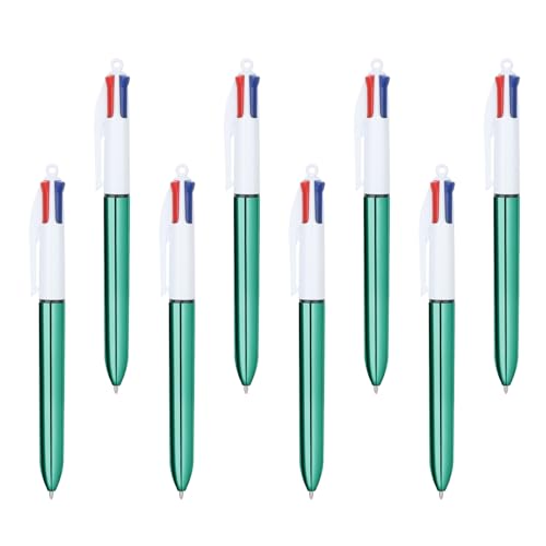 MOTIBACK 8 bolígrafos de 4 colores, 4 en 1, multicolor, 1,0 mm, para material escolar de oficina, estudiantes, niños, regalo (verde)