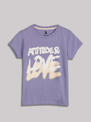 Image of Li'l Tomatoes Girls 100% Cotton Graphic T-Shirt | Attitude & Love Print Summer Top | Soft & Breathable Casual Wear | Short Sleeve Tee | 11-16 Years