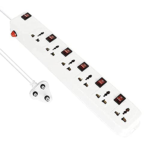 Image of FEDUS 32.8 Feet Long Extension Board Extension Box | Spike Guard 6 Socket 6 Switch Junction Box with Switch, Extension Cords Cord, Spike Buster, Extension Board with 4m Wire (6 Socket 6 Switch)
