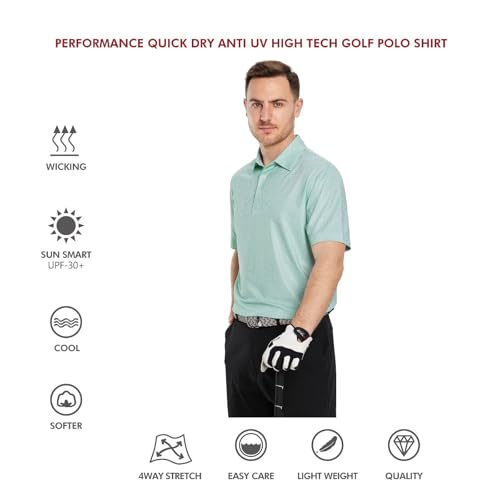 Image of Golf Shirts for Men Dry Fit Short Sleeve Print Performance Moisture Wicking Polo Shirt