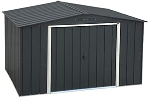 Duramax ECO 10 x 8 (7.28 m²) Metallgerätehaus, feuerverzinktes Metall gerätehaus - Geräteschuppen, verstärkte Dachkonstruktion, wartungsfreier und wetterfester Metallschuppen, Anthrazit