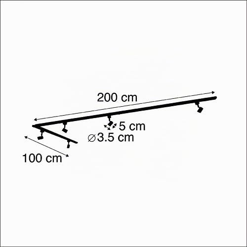 Qazqa Modern Schienensystem Lampen Komplettset, Schienenbeleuchtung, Deckenstrahler, Deckenspot - Iconic Jeany - Weiß, 5-flammig, 200cm, Ideal als Küche lampe und Wohnzimmerlampe