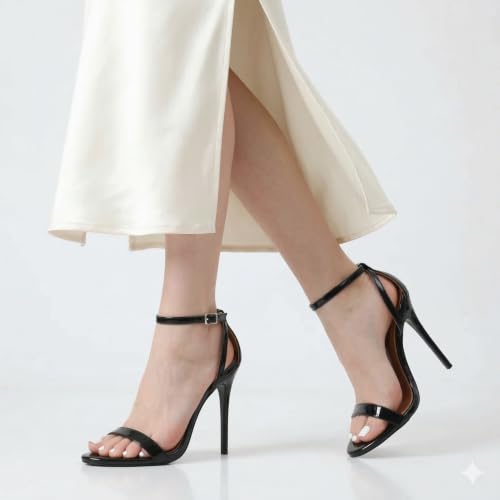 Image of MAIERNISI JESSI Unisex Men's Women's Stiletto Sandals with Ankle Strap, Open Toe High Heel, 5.1 Inch Heel