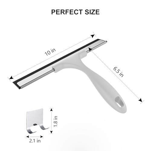 Image of SetSail Shower Squeegee for Glass Doors All-Purpose Squeegee for Shower Glass Heavy Duty Window Squeegee with Hook for Tile, Sink, Mirror, Car Windshield Cleaning 10 Inches, Grey Balck