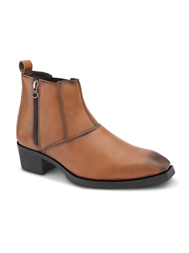 Image of Prolific Men's Chelsea Zipper /Chain Boots | High Ankle Boot| Formal, Office & Casual Wear Shoes | Soft Cushioned Insole, Slip-Resistance, Dynamic Feet Support, Arch Support & Shock Absorption