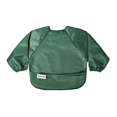 Image of Tiny Twinkle Mess Proof Baby Bib, Cute Full Sleeve Bib Outfit, Waterproof Bibs for Toddlers, Machine Washable, Tug Closure, Smock Eating, Long (Olive Green, Small 6-24 Months), 3.0 ounces