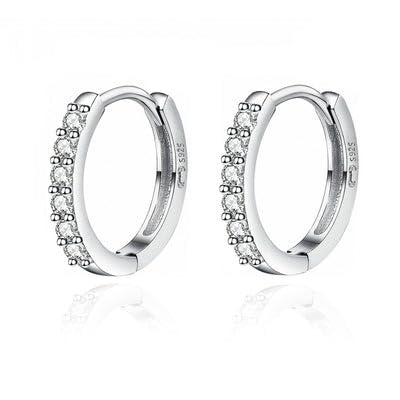 Goldhartz 925 Sterling Silver Small Round Zirconia Pave Hoop Earring(Silver) (B0DBLX479P) Amazon Price History, Amazon Price Tracker