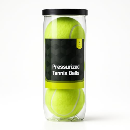 K3M Pressurized Tennis Balls 3 Pack for All Court Use with Durable Felt Exterior and Consistent Bounce Design, Portable Tube for Practice and Everyday Play