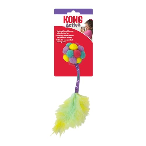 KONG Active Bubble Ball Lightweight Pompom Multi-Sensory Bat and Chase Cat Toy