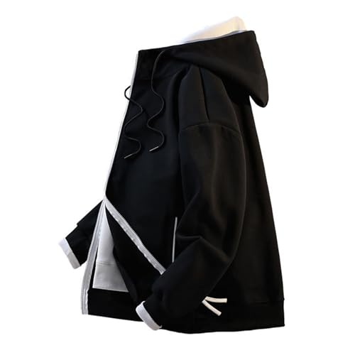 Mens Sweatshirts Fall Stylish Color Block Full Zip Jackets Winter Fleece Warm Hoodies Oversized Coats with Pockets3