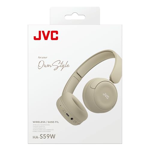 Image of JVC Wireless Headphones with 50H Battery Life, Soft Cushions, Foldable Design, Bluetooth 5.3, Multipoint Connection, App EQ, Built-in Mic - Matte Beige - HAS59WC
