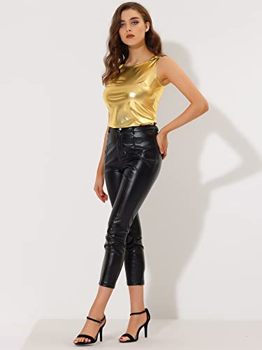 Allegra K Women's Halloween Shiny Top Party Club Cami Sparkly Metallic Tank Top2