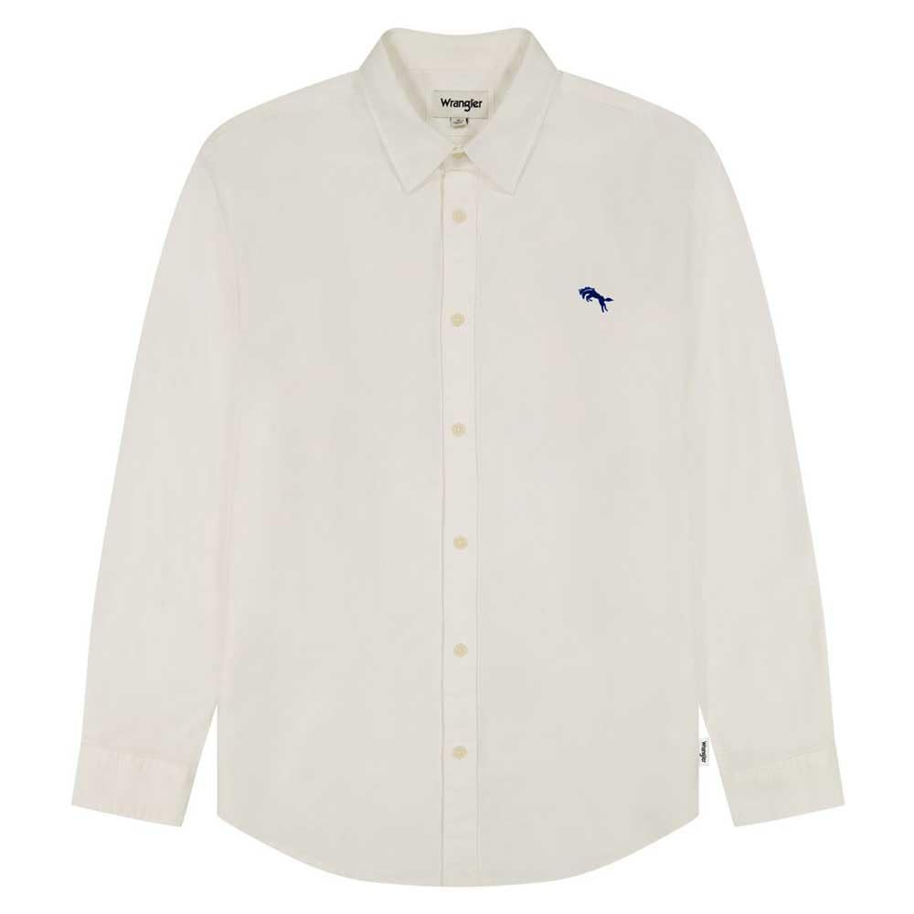 Wrangler Men's White Oxford Ls 1 Pkt Shirt, Large