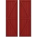 Ekena Millwork ARW102BF518X72BRH Americraft Five Exterior Real Wood Two Equal Panel Framed Board-n-Batten Shutters w/Double Z-Bar (Per Pair), 17 1/2"W x 72"H, Fire Red