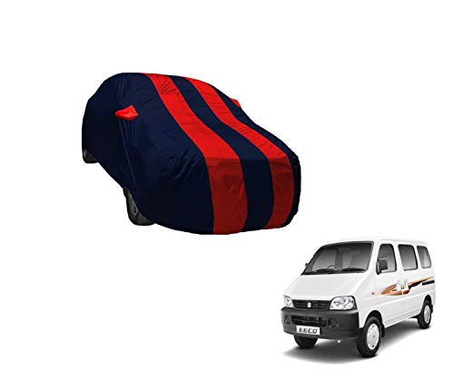 Image of Auto Hub Car Cover Compatible with Maruti Eeco with Weather Proof, Mirror Pocket, Triple Stitched, Eeco Car Cover- Navy-Red