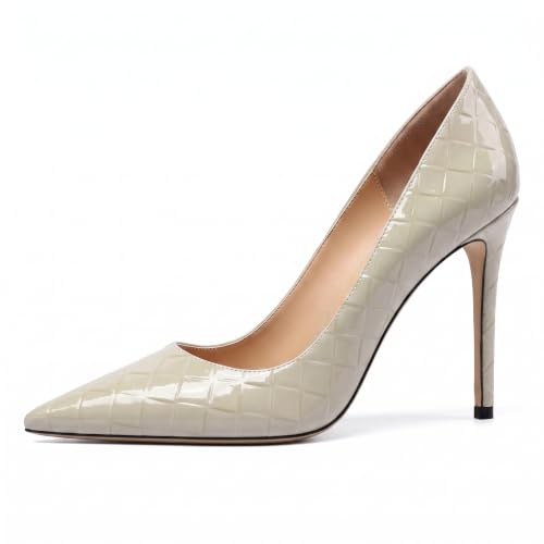 Image of Eldof Women's Classic Dress Pumps Shoes, Sexy Pointed Toe 4 inch Stiletto High Heels, Office Formal Slip On Size 5-13