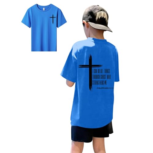 Image of KEEVICI Boys Christian Graphic Tees God Jesus Shirts for Kids Cross Faith Bible Verse Inspirational Religious Cotton T Shirt