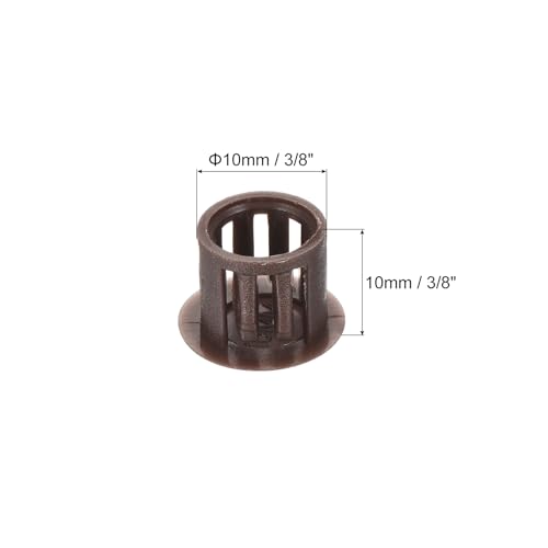 Image of MECCANIXITY 64PCS 10mm(3 /8 inch) Brown Plastic Hole Plugs, Flush Type Panel Hole Plugs Insert End Caps for Locking Hole Tubes Furniture Cabinet