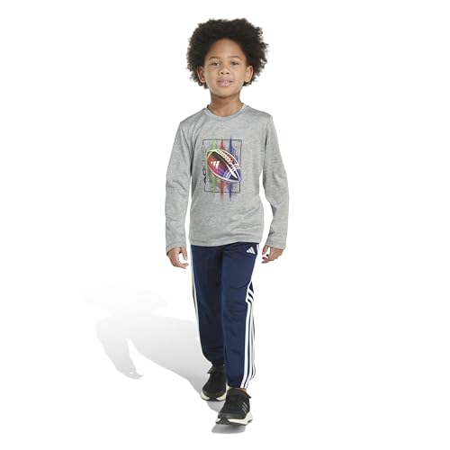 Image of adidas boys 2-piece Long Sleeve Poly Melange Tee and Joggers Set