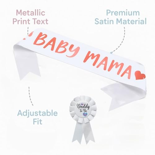 Image of Wanna Party Mom To Be Sash and Dad To Be Corsage Set for Baby Shower Party Decorations and Pregnancy Photoshoot Gift, Baby Shower Gift Items